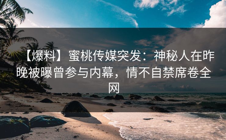 【爆料】蜜桃传媒突发：神秘人在昨晚被曝曾参与内幕，情不自禁席卷全网