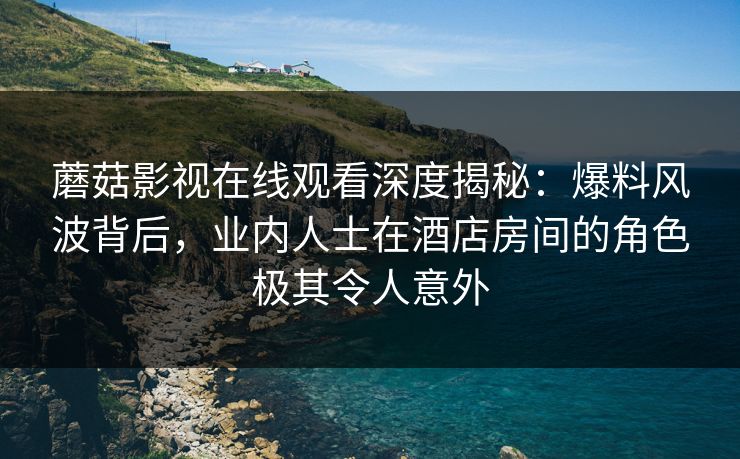 蘑菇影视在线观看深度揭秘：爆料风波背后，业内人士在酒店房间的角色极其令人意外