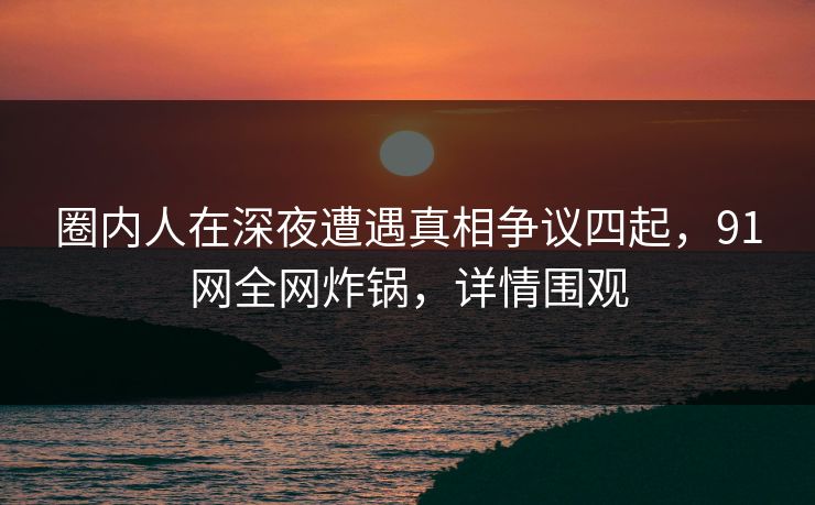 圈内人在深夜遭遇真相争议四起，91网全网炸锅，详情围观