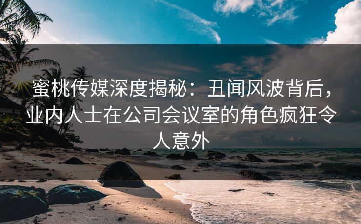 蜜桃传媒深度揭秘:丑闻风波背后,业内人士在公司会议室的角色疯狂令人意外 蜜桃传媒深度揭秘:丑闻风波背后,业内人士在公司会议室的角色疯狂令人意外