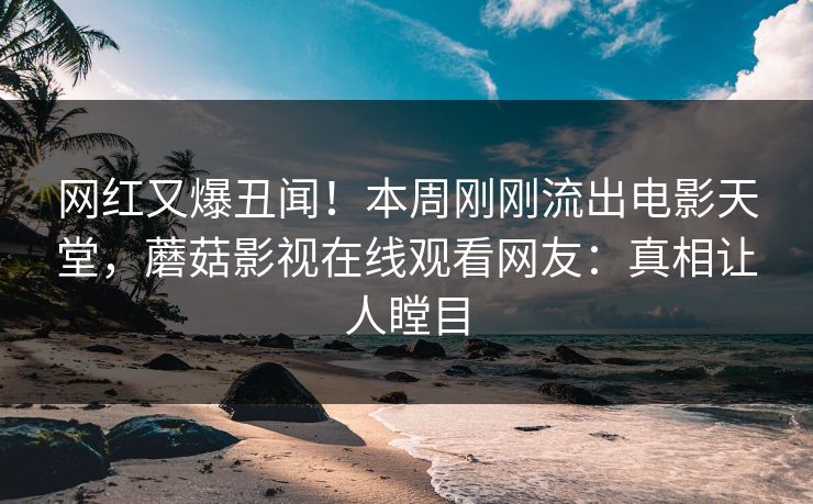 网红又爆丑闻！本周刚刚流出电影天堂，蘑菇影视在线观看网友：真相让人瞠目