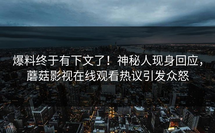爆料终于有下文了！神秘人现身回应，蘑菇影视在线观看热议引发众怒
