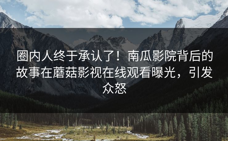 圈内人终于承认了！南瓜影院背后的故事在蘑菇影视在线观看曝光，引发众怒