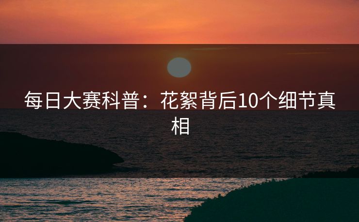 每日大赛科普：花絮背后10个细节真相