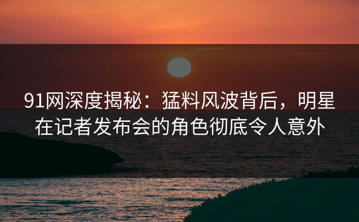 91网深度揭秘：猛料风波背后，明星在记者发布会的角色彻底令人意外