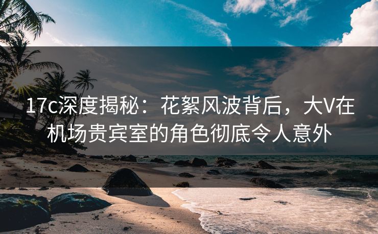 17c深度揭秘：花絮风波背后，大V在机场贵宾室的角色彻底令人意外