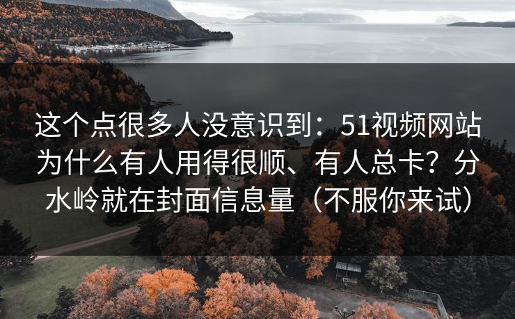 这个点很多人没意识到：51视频网站为什么有人用得很顺、有人总卡？分水岭就在封面信息量（不服你来试）